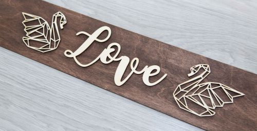 Tablica rejestracyjna ślubna drewniana Love