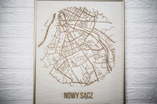 Obraz GRAWEROWANA Mapa Miasta, rama aluminiowa